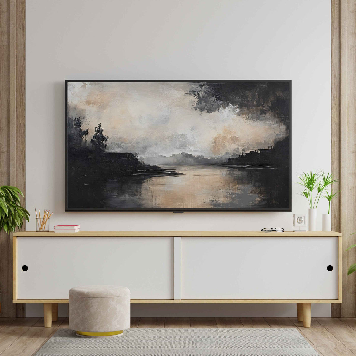 Samsung Frame TV Art | Abstract Neutral Modern organic Art | Modern Farmhouse Decor |Winter Landscape| Instant Download| TVS7