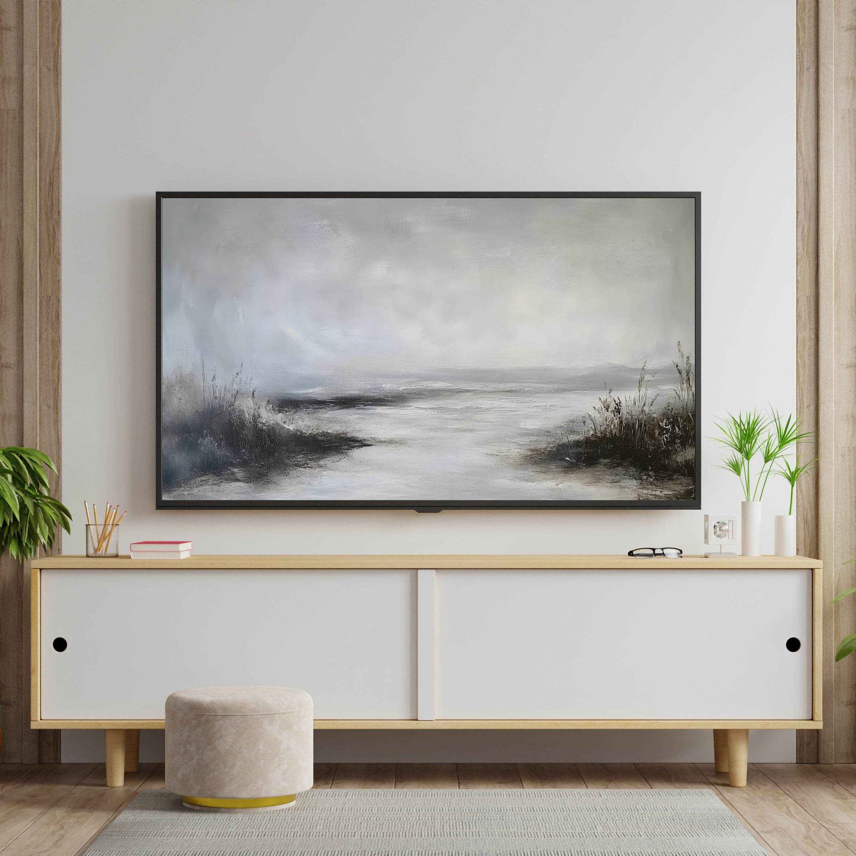 Samsung Frame TV Art - Abstract Neutral Modern Farmhouse Winter Landscape Decor _ Avr pixel - Avr Pixel