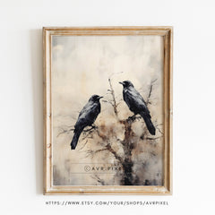 Halloween Wall Art | Spooky Birds  - Muted Colors  Decor _ Avr pixel - Avr Pixel