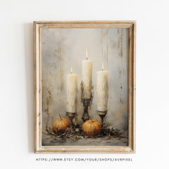 Halloween Wall Art | Spooky  Candle  | Vintage Oil Painting | Fall Home Decor, Rustic Autumn Print  WAS8P1 _ Avr pixel - Avr Pixel