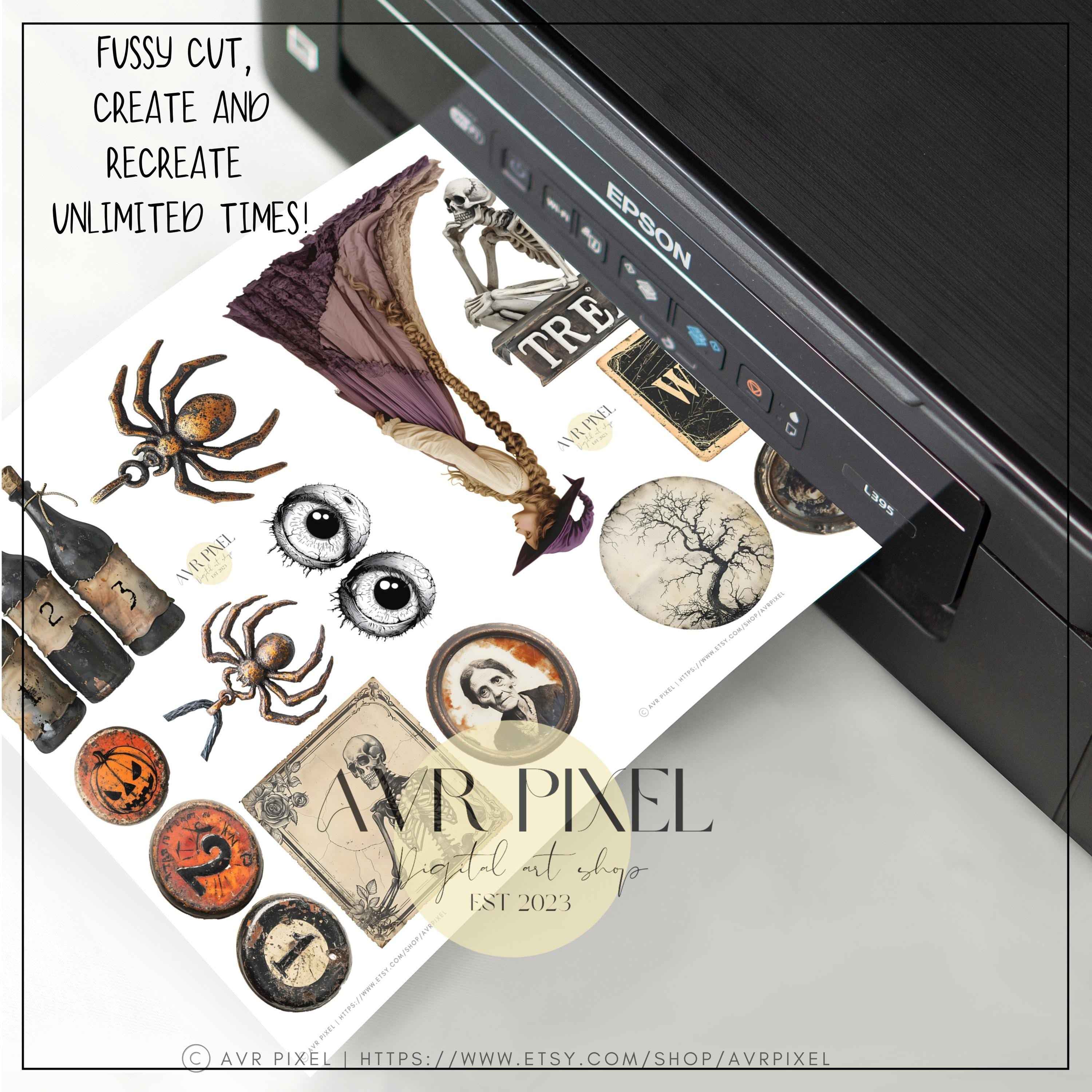 Vintage Halloween Ephemera Kit: Gothic Scrapbook Clipart (PDF Download)