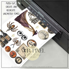 Vintage Halloween Ephemera Kit: Gothic Scrapbook Clipart (PDF Download)