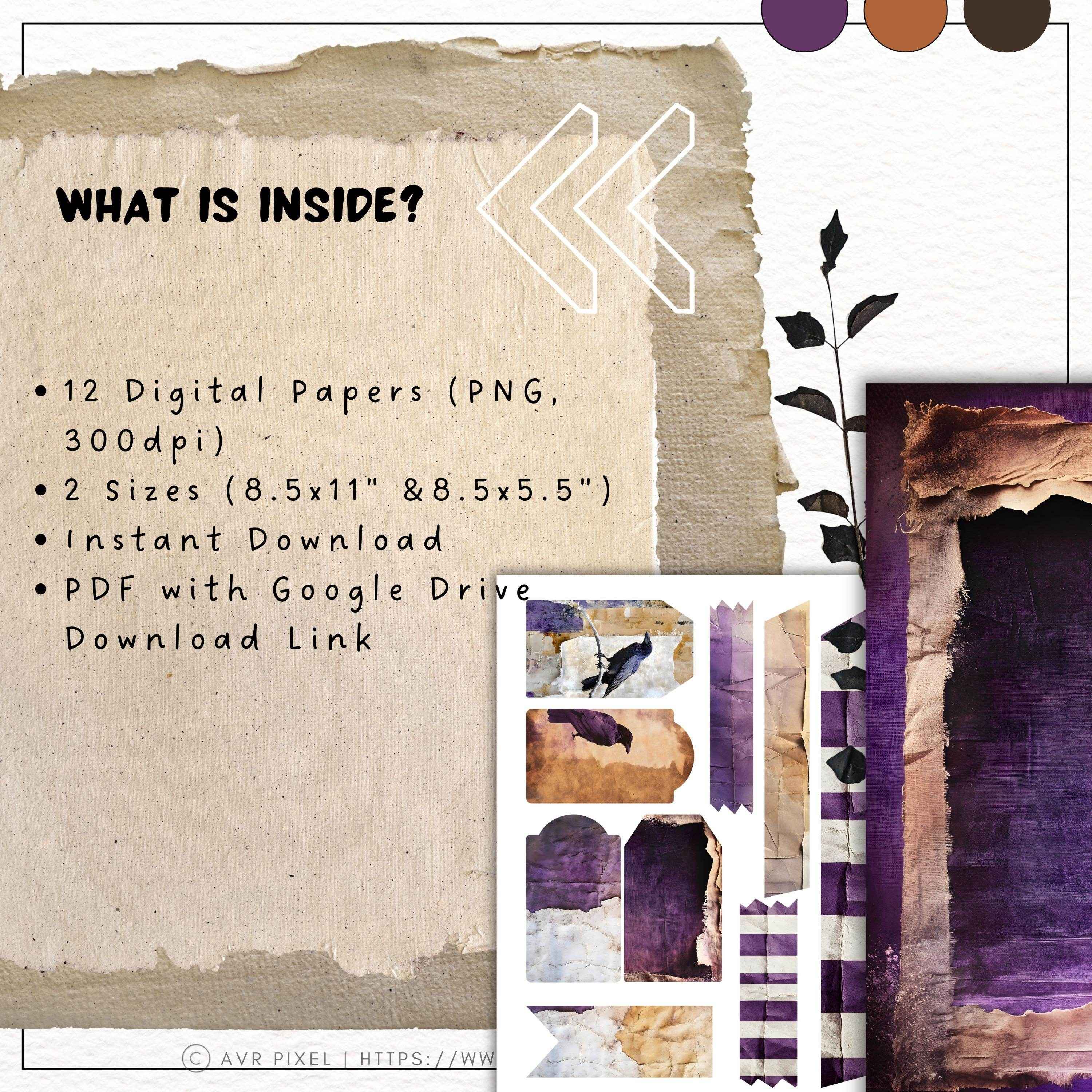 Junk Journal & Scrapbooking Digital prints | 15  Halloween Paper set |  Spooky Printable backgrounds for Crafts _ Avr pixel - Avr Pixel
