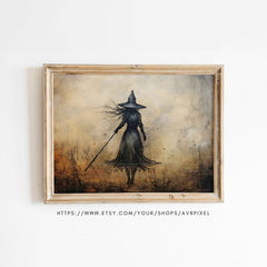 Halloween Wall Art - Vintage Witch Rustic Wiccan Printable Decor by Avr Pixel - Avr Pixel