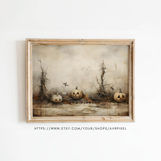 Halloween Wall Art | Muted Autumn Pumpkin  - Spooky  Decor _ Avr pixel - Avr Pixel