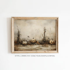 Halloween Wall Art | Muted Autumn Pumpkin  - Spooky  Decor _ Avr pixel - Avr Pixel