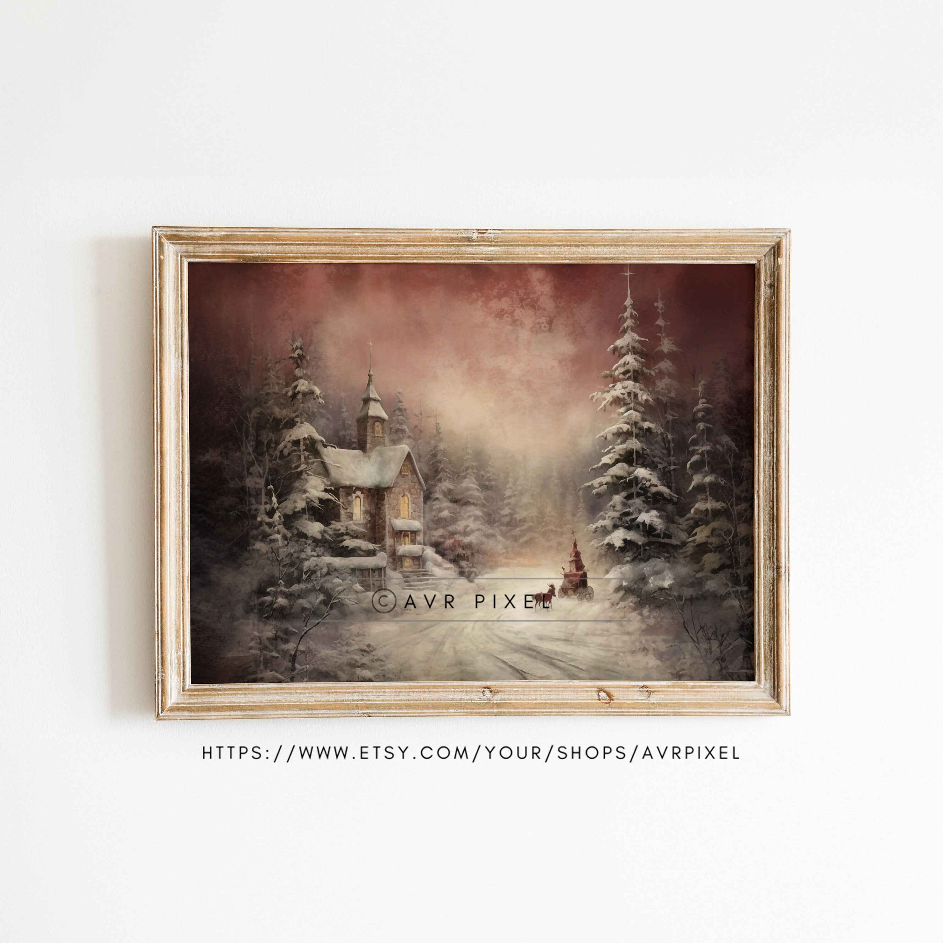 Winter Village Church Print: Snowy Christmas Decor (PDF Download)