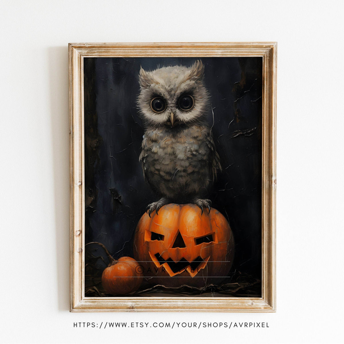 Halloween Wall Art | Whimsical  Owl  - Festive Pumpkin Decor _ Avr pixel - Avr Pixel