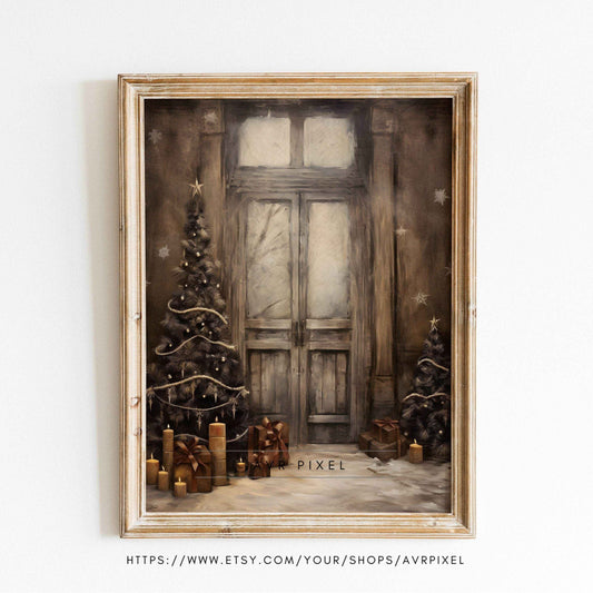 Christmas Wall Art - Rustic Tree Print for Vintage Winter Home Decor by Avr Pixel - Avr Pixel