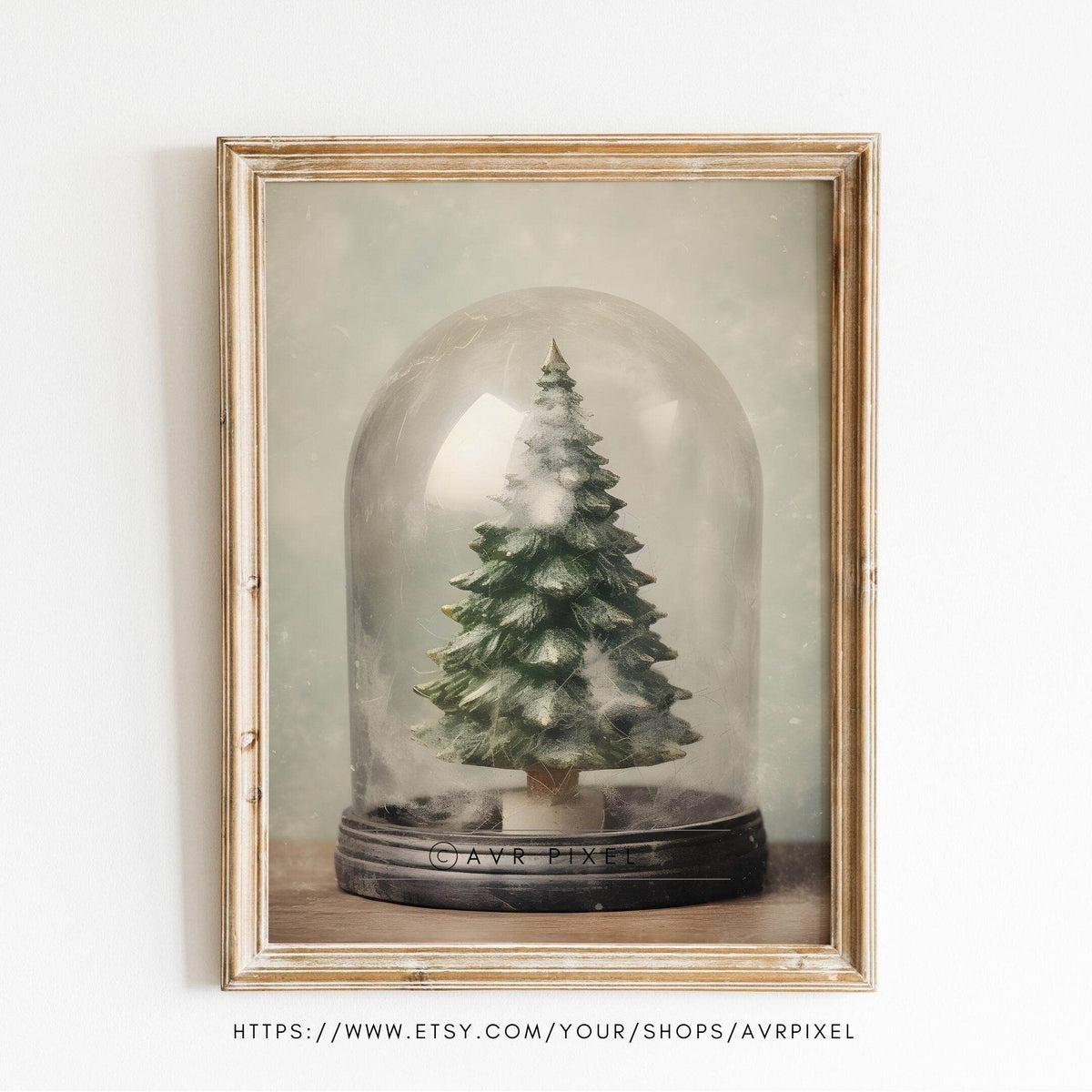Christmas Wall Art |  Tree Snow Globe  | Rustic Farmhouse Holiday Decor | Printable Digital Download WAS1P1 _ Avr pixel - Avr Pixel