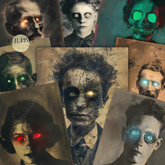 Laser-Eyed Ghosts Portraits for Halloween Scrapbooking  Journaling Decor - Printable Photos with Eerie Charm