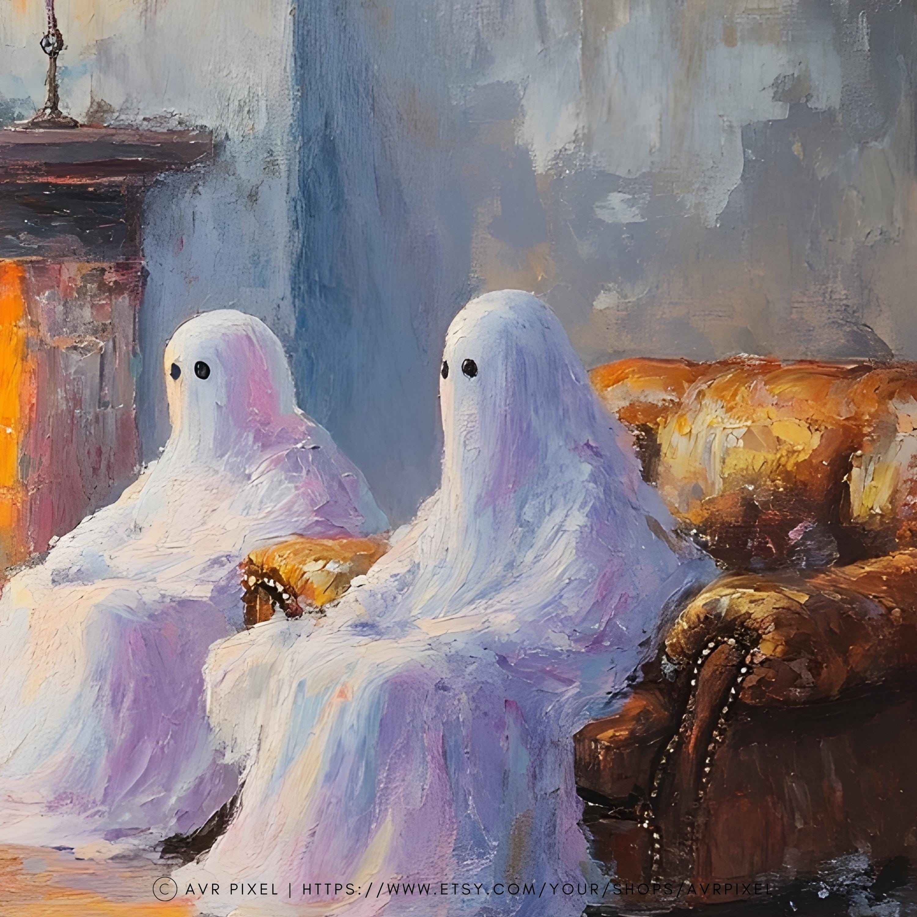Samsung Frame TV Art |Ghostly gathering |  Modern Home Decor, Unique Wall Art for Living Room, Minimalist Design | TVH1