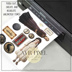 Vintage Halloween Ephemera Kit: Gothic Scrapbook Clipart (PDF Download)