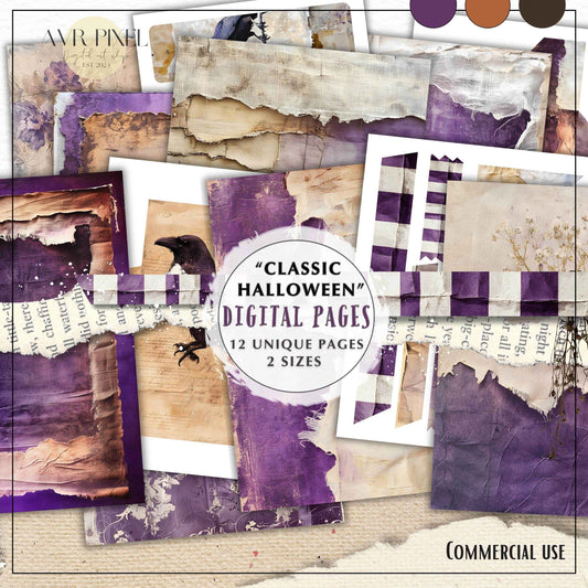 Junk Journal & Scrapbooking Digital prints | 15  Halloween Paper set |  Spooky Printable backgrounds for Crafts _ Avr pixel - Avr Pixel
