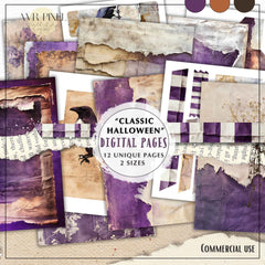 Junk Journal & Scrapbooking Digital prints | 15  Halloween Paper set |  Spooky Printable backgrounds for Crafts _ Avr pixel - Avr Pixel