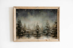 Christmas Wall Art | Winter Forest Night Sky  - Rustic Starry Woodland Decor _ Avr pixel - Avr Pixel