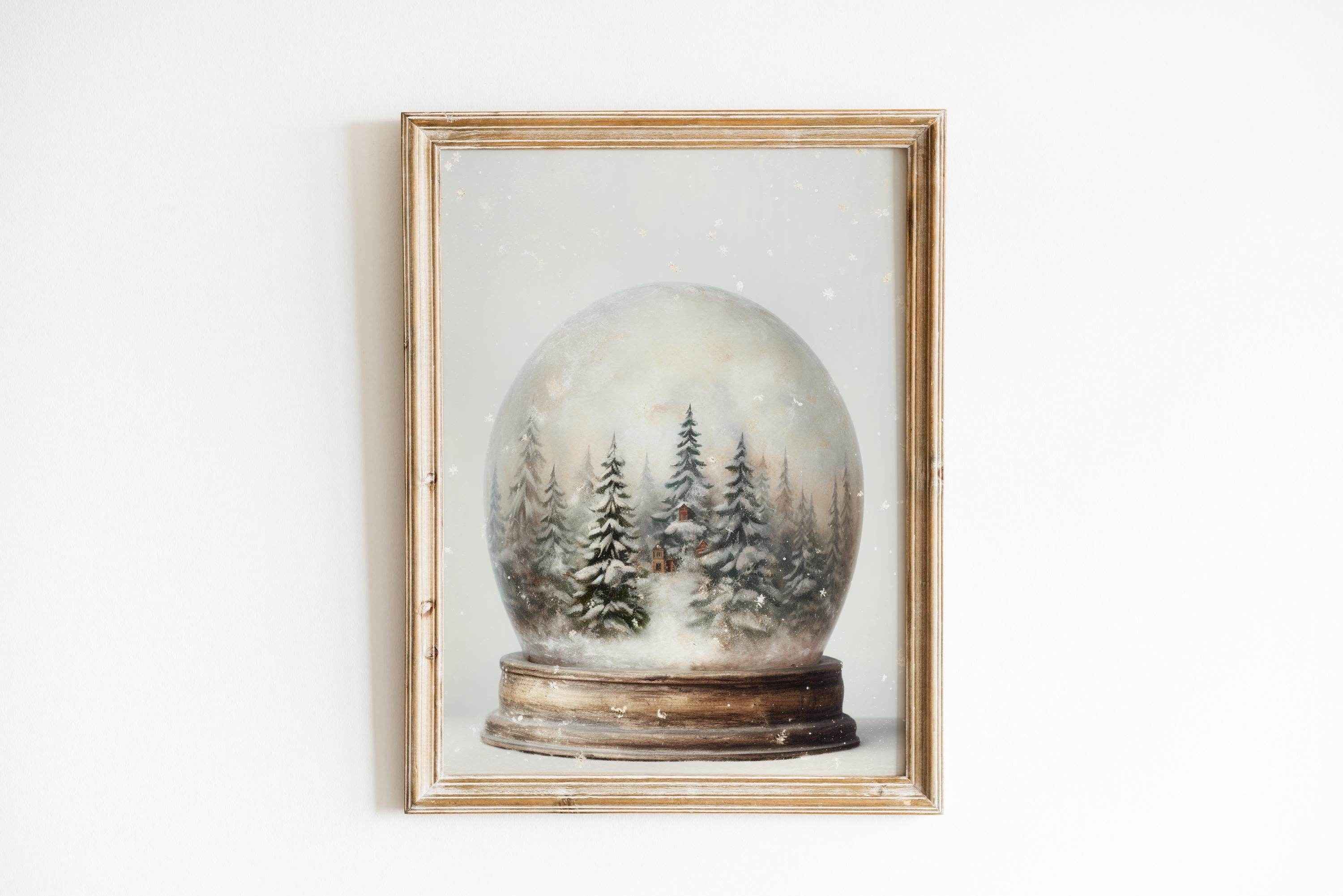 Christmas Wall Art | Rustic Snow Globe  - Winter Wonderland  Decor _ Avr pixel - Avr Pixel
