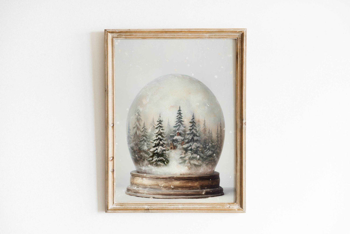 Christmas Wall Art | Rustic Snow Globe  - Winter Wonderland  Decor _ Avr pixel - Avr Pixel