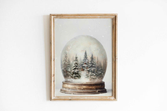 Christmas Wall Art | Rustic Snow Globe  - Winter Wonderland  Decor _ Avr pixel - Avr Pixel