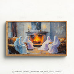 Samsung Frame TV Art |Ghostly gathering |  Modern Home Decor, Unique Wall Art for Living Room, Minimalist Design | TVH1