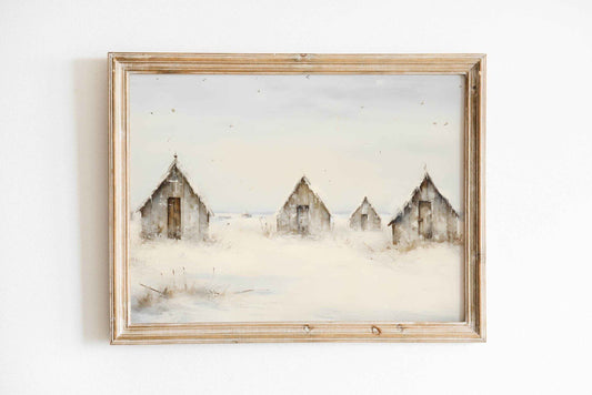 Christmas Wall Art | Rustic Winter Village  - Cozy Farmhouse Landscape Print _ Avr pixel - Avr Pixel
