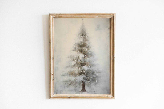 Christmas Wall Art | Minimalist Snow-Kissed  Tree  - Winter Holiday Print _ Avr pixel - Avr Pixel