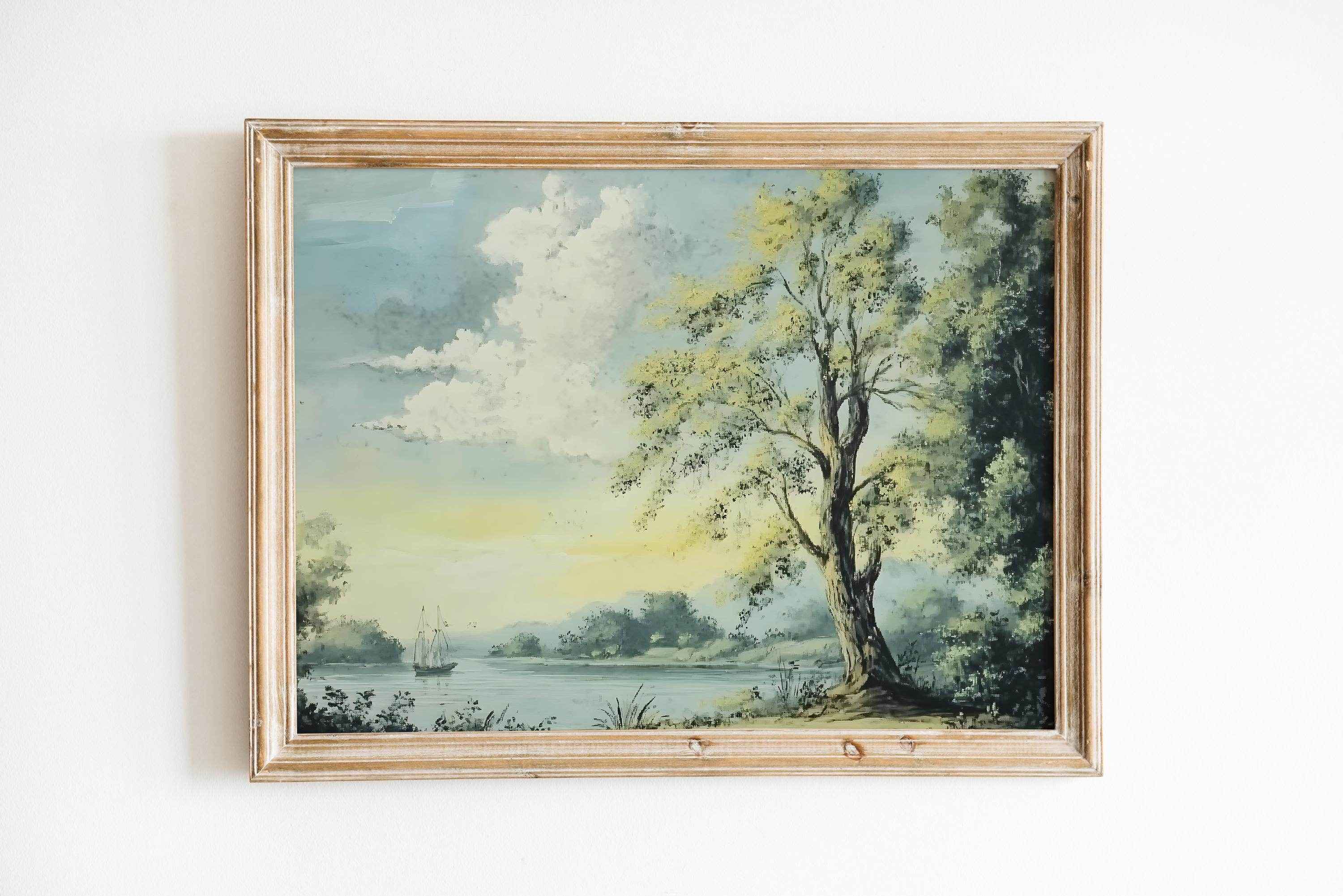 Modern Organice Wall Art | Lakeside View Print -   for Tranquil Home Decor _ Avr pixel - Avr Pixel