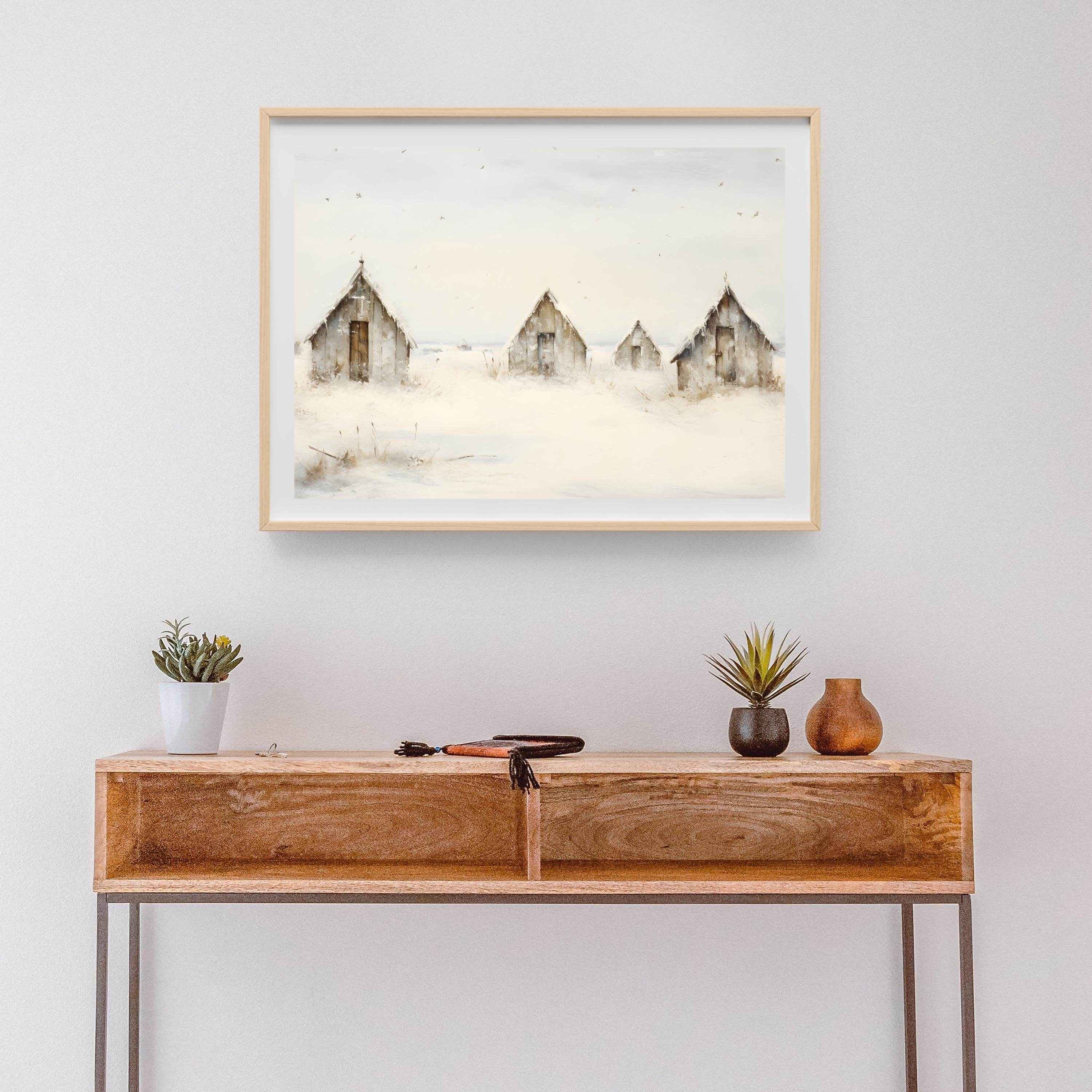 Christmas Wall Art | Rustic Winter Village  - Cozy Farmhouse Landscape Print _ Avr pixel - Avr Pixel