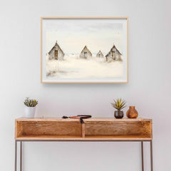 Christmas Wall Art | Rustic Winter Village  - Cozy Farmhouse Landscape Print _ Avr pixel - Avr Pixel