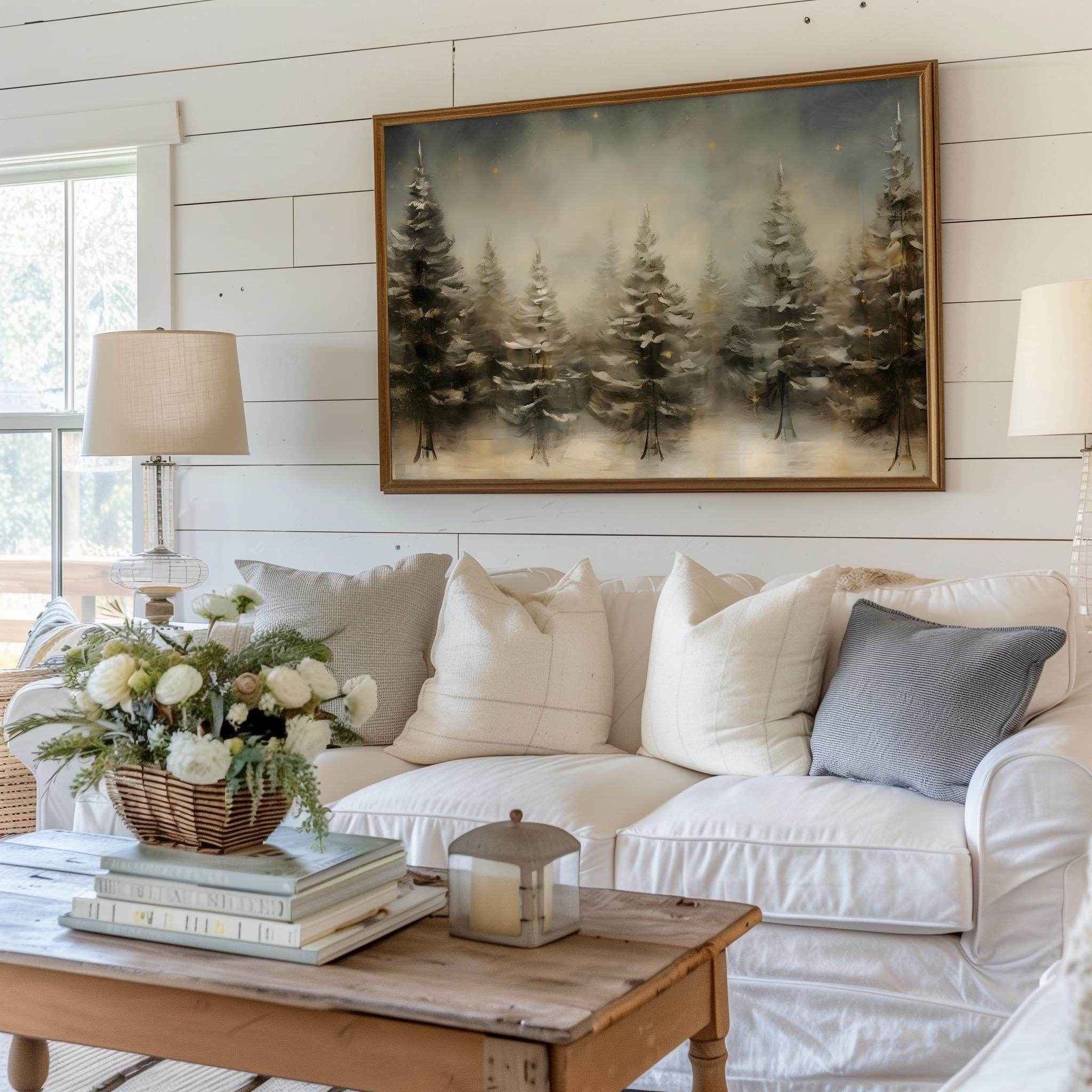 Christmas Wall Art | Winter Forest Night Sky  - Rustic Starry Woodland Decor _ Avr pixel - Avr Pixel