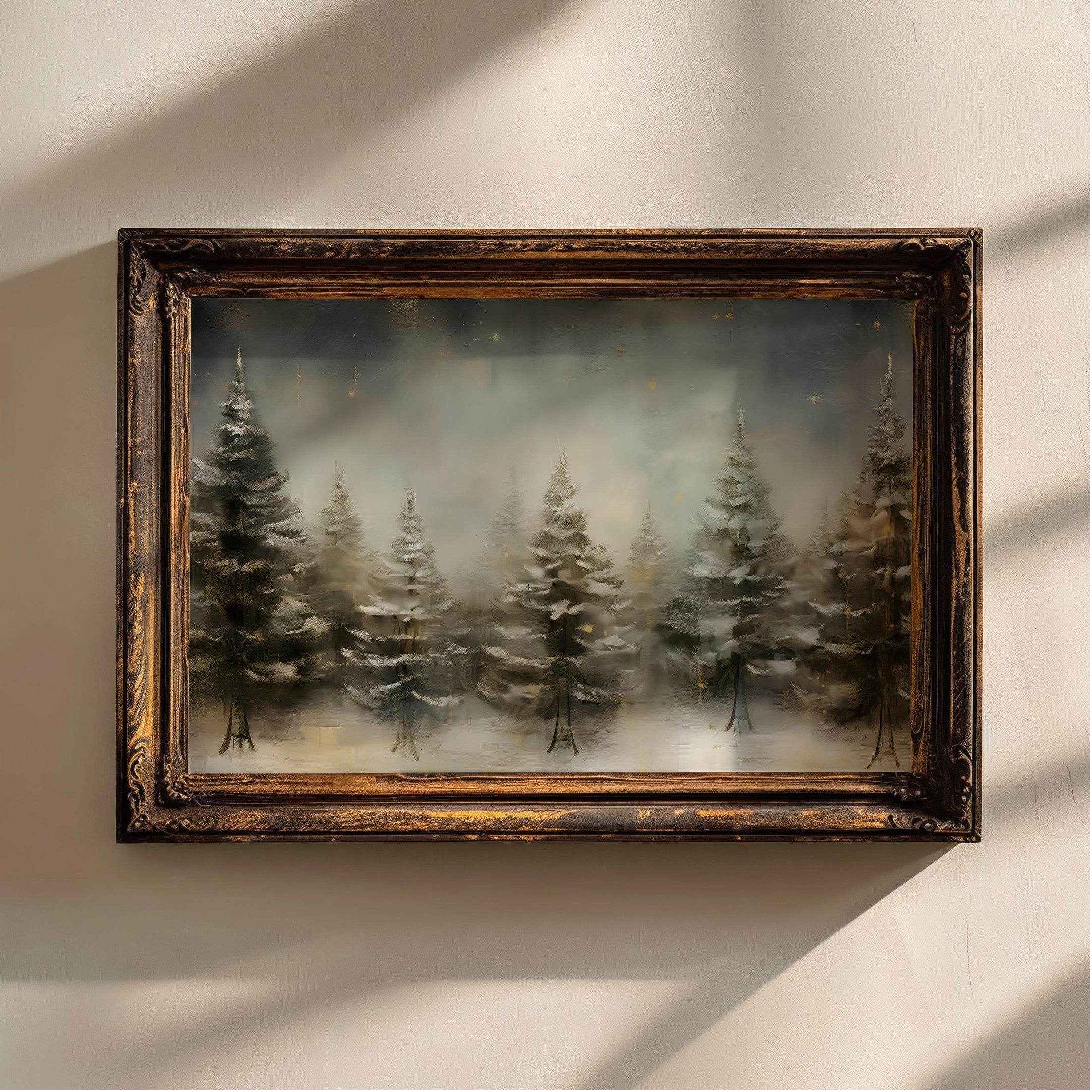 Christmas Wall Art | Winter Forest Night Sky  - Rustic Starry Woodland Decor _ Avr pixel - Avr Pixel