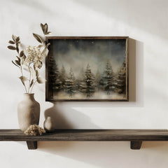 Christmas Wall Art | Winter Forest Night Sky  - Rustic Starry Woodland Decor _ Avr pixel - Avr Pixel