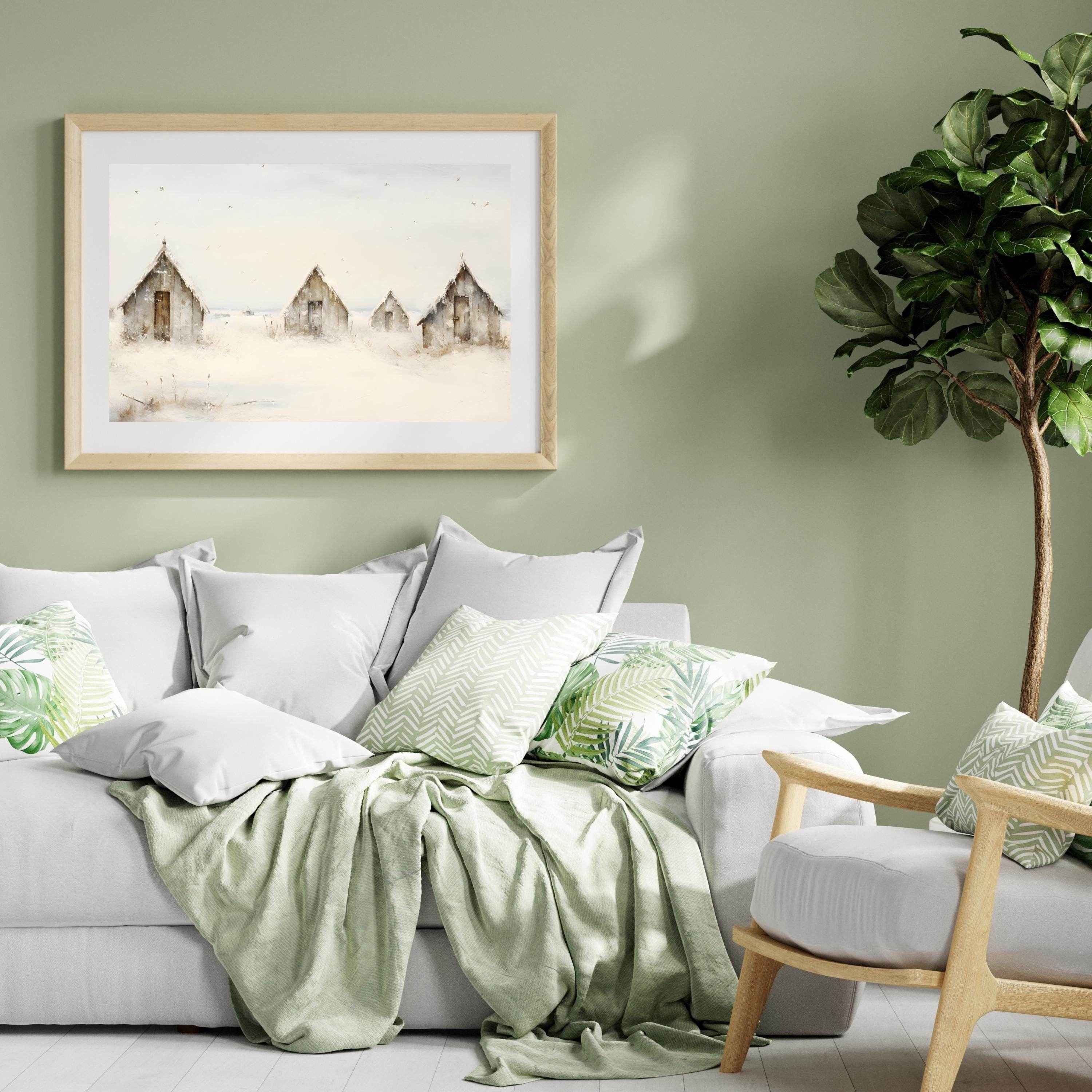 Christmas Wall Art | Rustic Winter Village  - Cozy Farmhouse Landscape Print _ Avr pixel - Avr Pixel