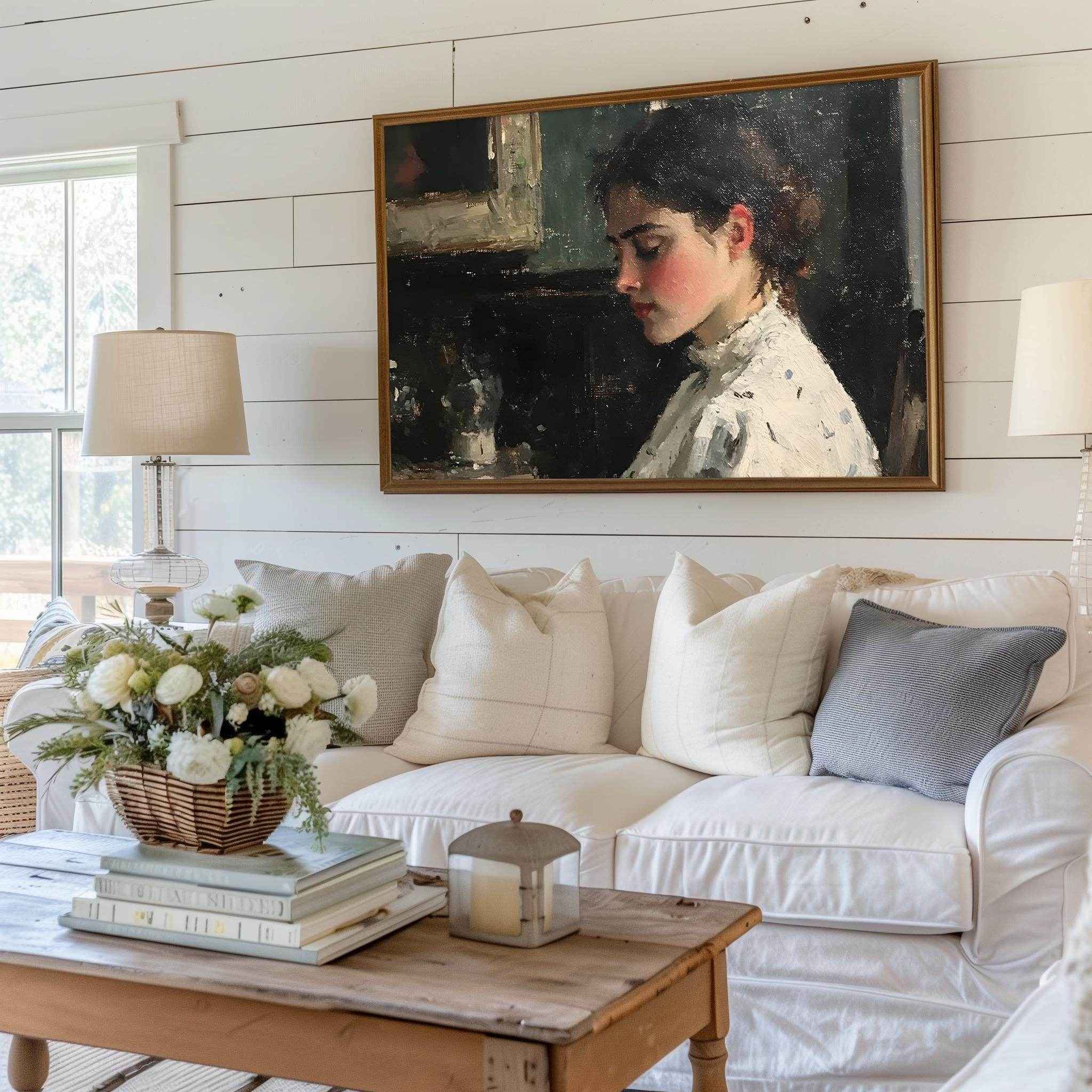 Modern Organic Victorian Woman Wall Art - Elegant Timeless Portrait for Home Decor - Avr Pixel - Avr Pixel