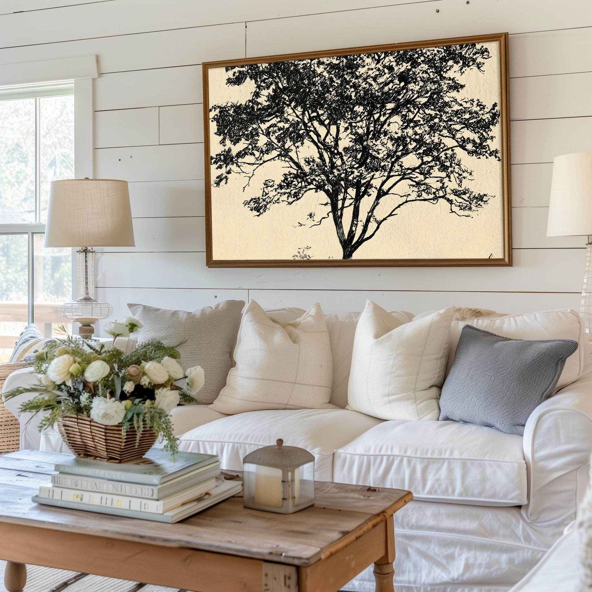 Modern Organic Wall Art - Minimalist Black Tree Silhouette Nature-Inspired Decor by Avr Pixel - Avr Pixel