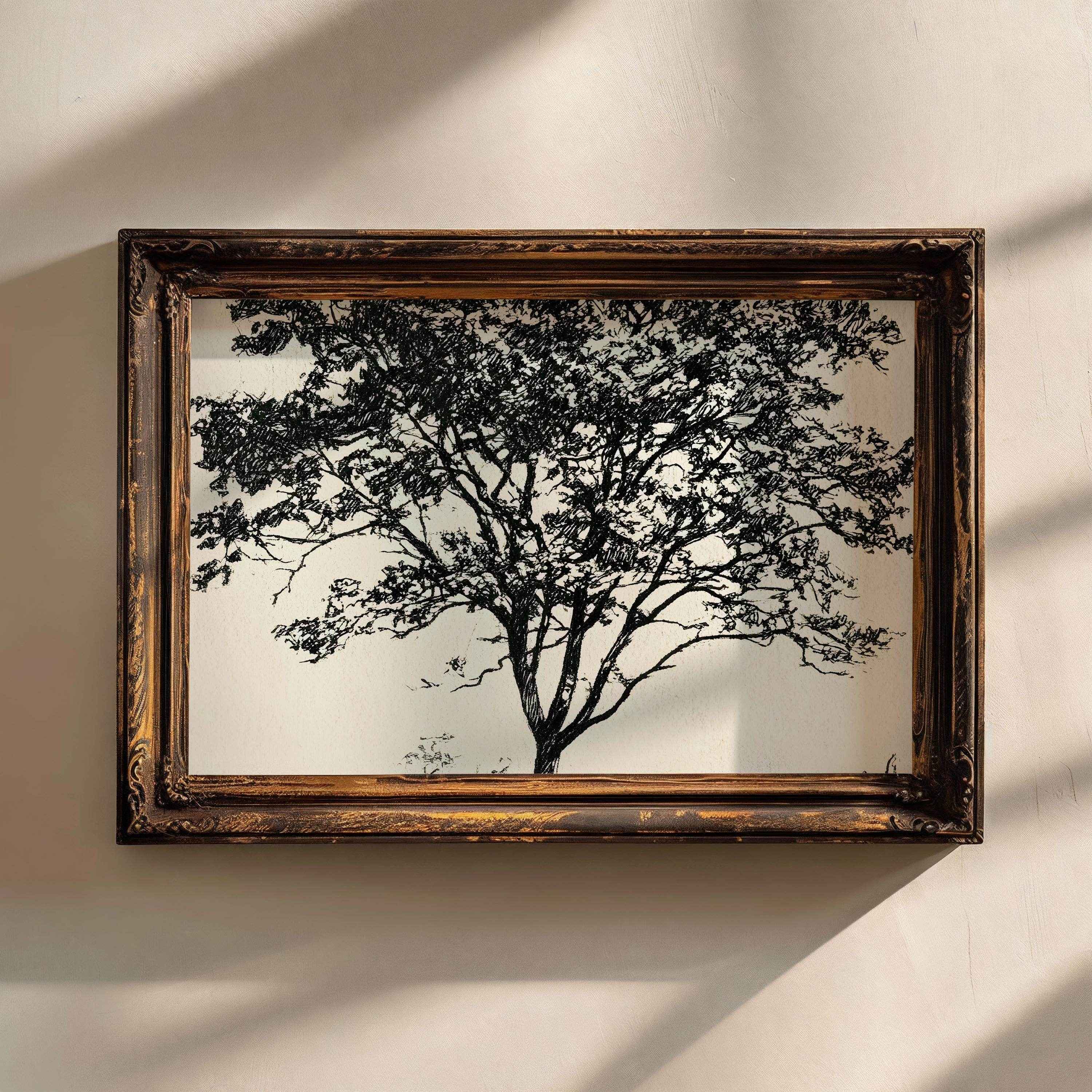Modern Organic Wall Art - Minimalist Black Tree Silhouette Nature-Inspired Decor by Avr Pixel - Avr Pixel