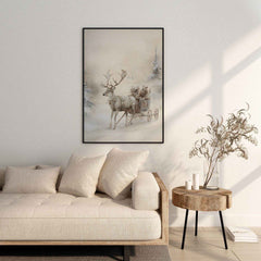 Christmas Wall Art | Reindeer Sleigh Ride  - Winter Wonderland Holiday Decor Print _ Avr pixel - Avr Pixel