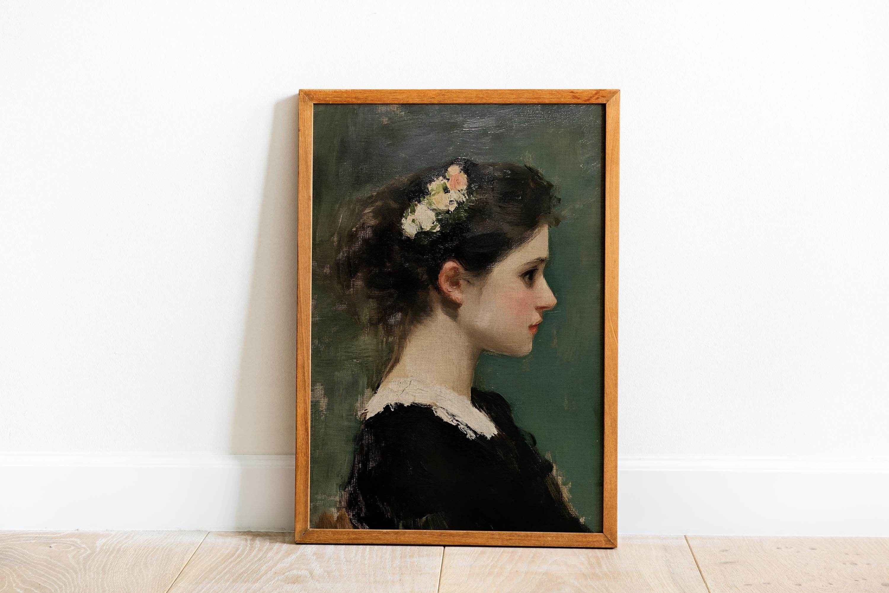 Modern Organic Victorian Lady Wall Art - Elegant Vintage Floral Portrait Decor by Avr Pixel - Avr Pixel