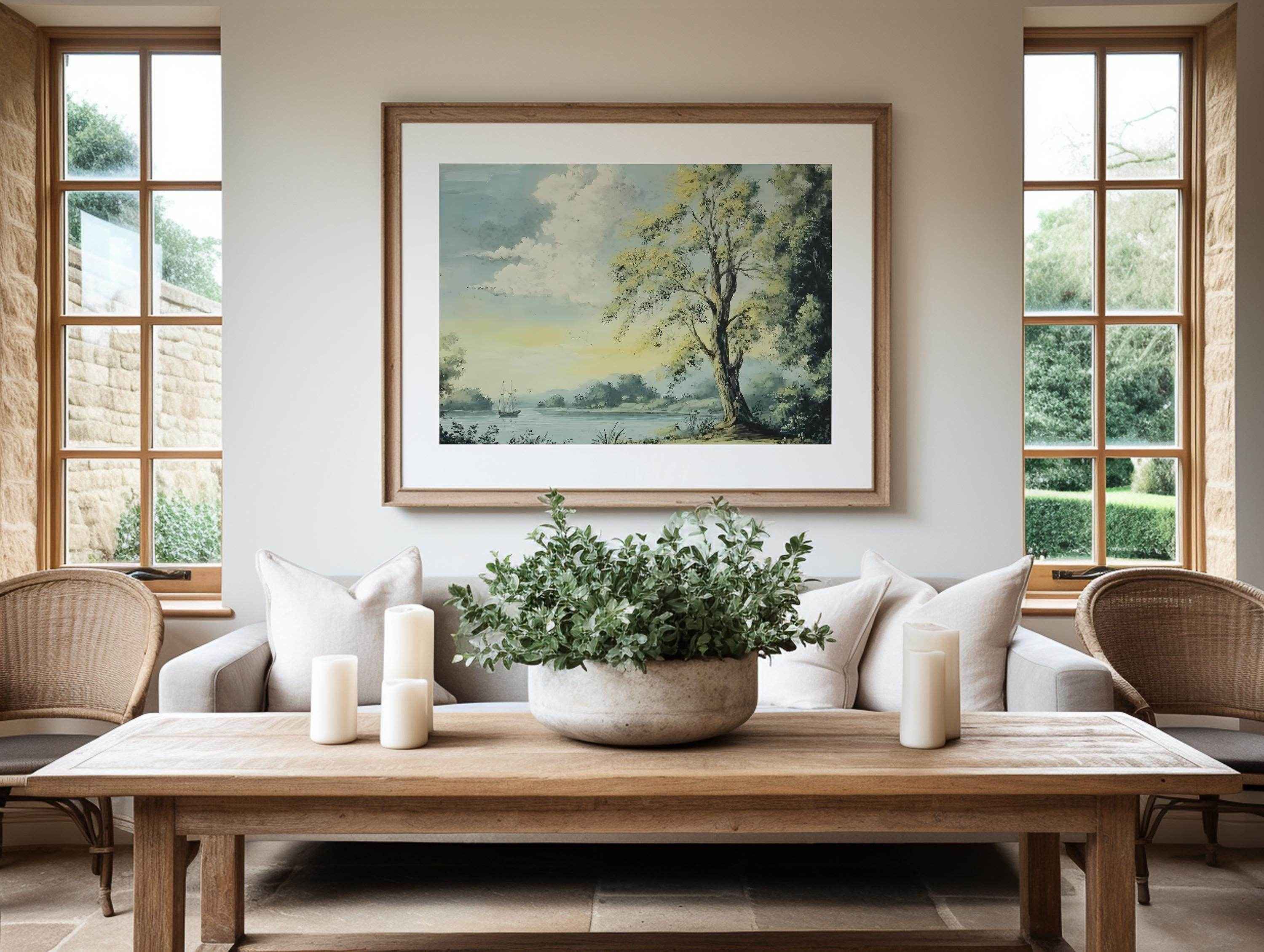 Modern Organice Wall Art | Lakeside View Print -   for Tranquil Home Decor _ Avr pixel - Avr Pixel