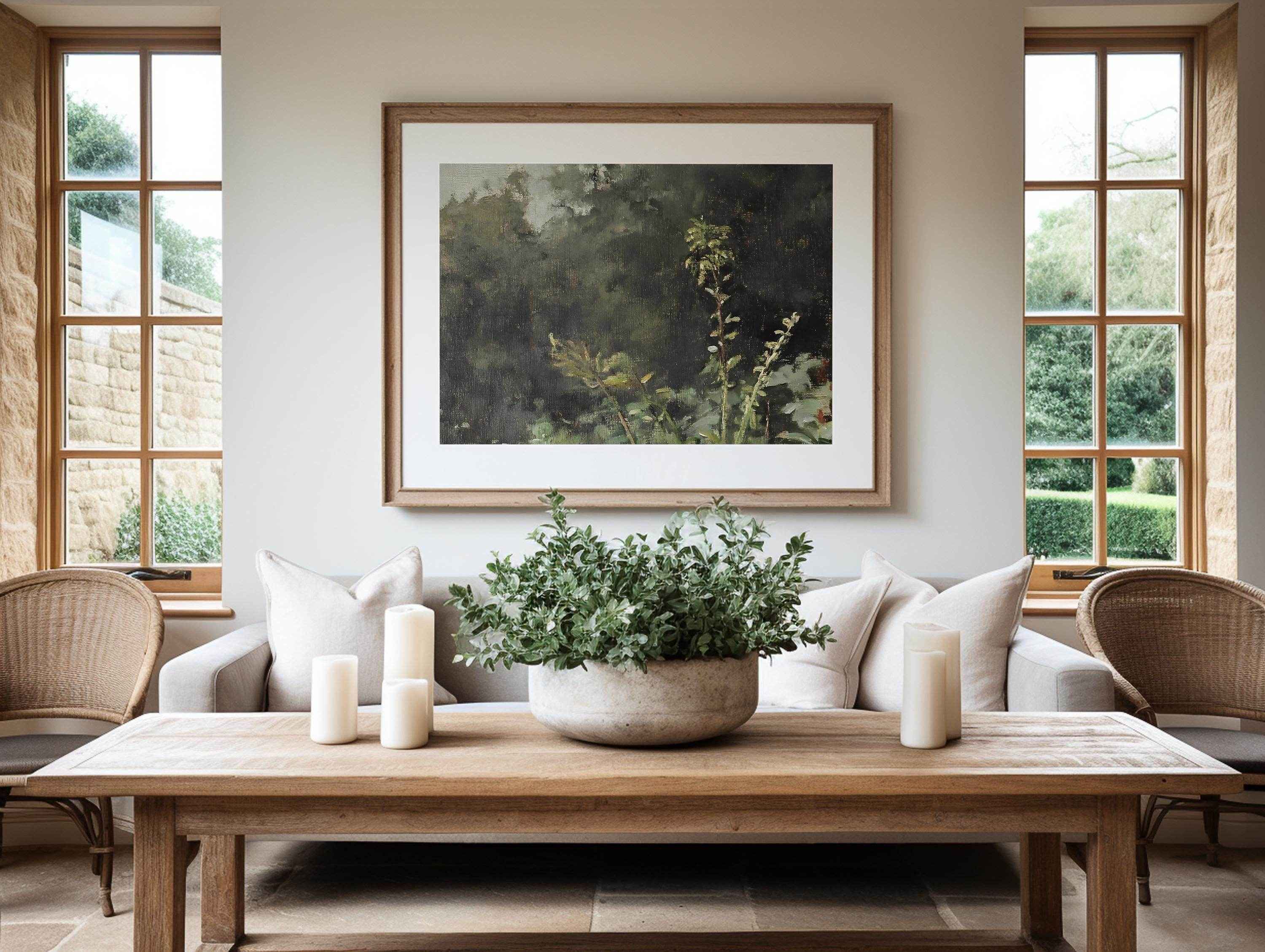 Modern Organice Wall Art | Botanical Landscape Print - Lush Green Nature Decor for Living Room and Office _ Avr pixel - Avr Pixel