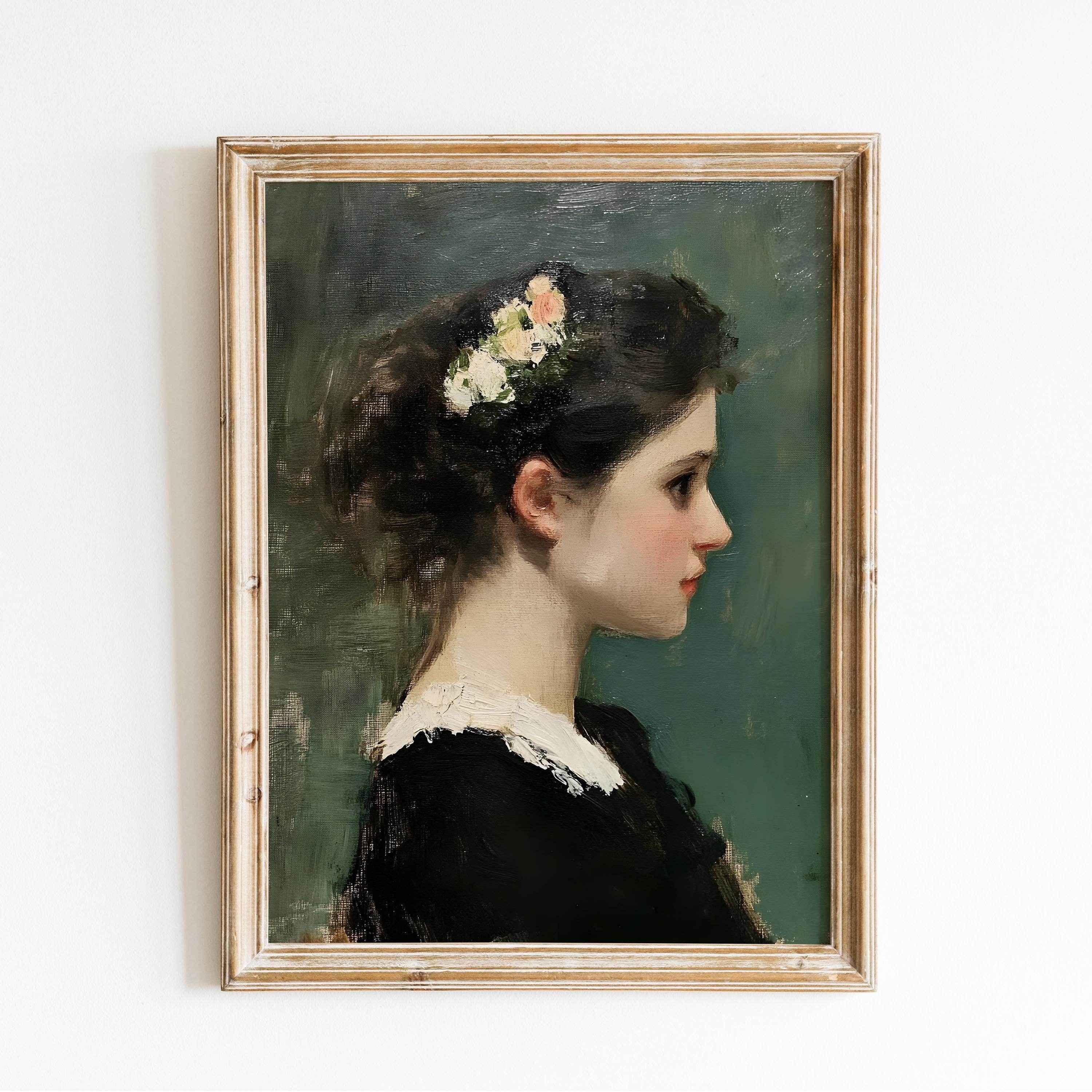 Modern Organic Victorian Lady Wall Art - Elegant Vintage Floral Portrait Decor by Avr Pixel - Avr Pixel