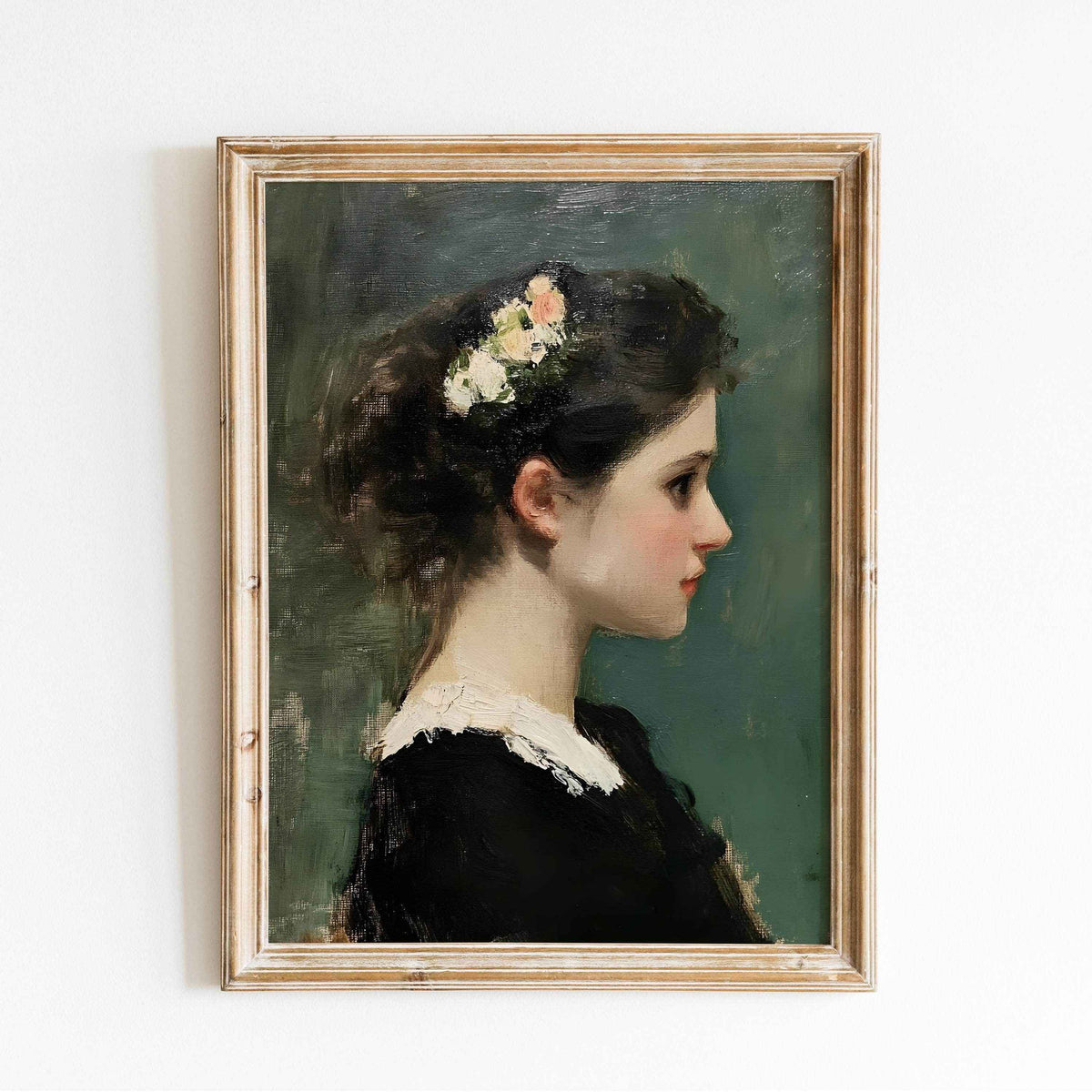 Modern Organic Victorian Lady Wall Art - Elegant Vintage Floral Portrait Decor by Avr Pixel - Avr Pixel