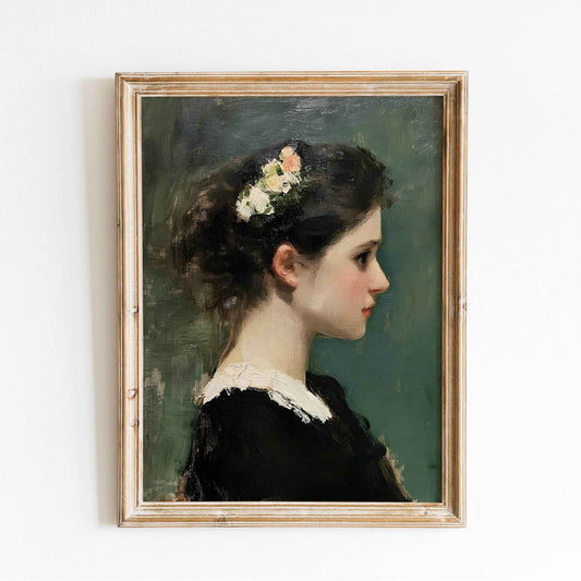 Modern Organic Victorian Lady Wall Art - Elegant Vintage Floral Portrait Decor by Avr Pixel - Avr Pixel