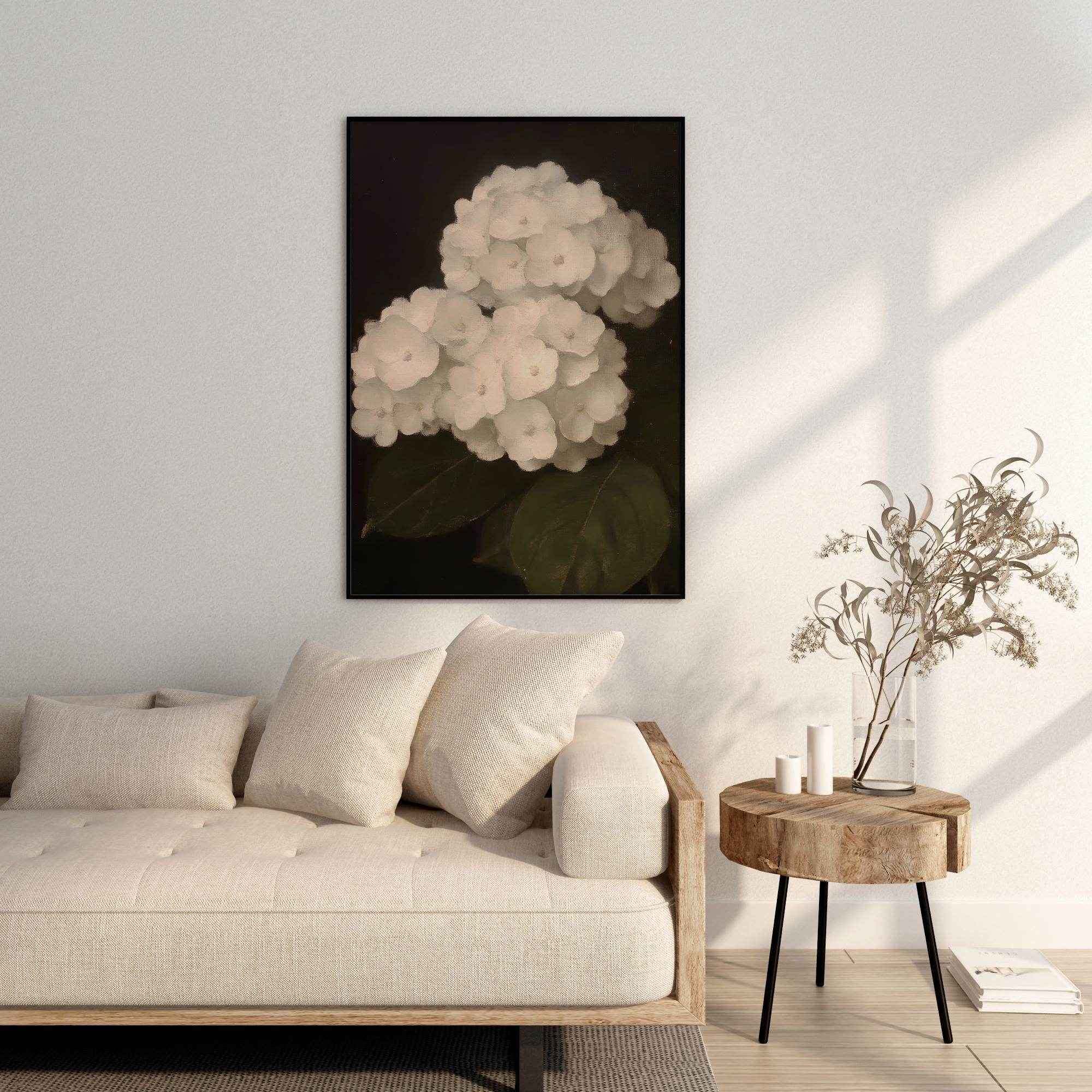 Modern Organice Wall Art | Hydrangea - Minimalist Floral Decor for Home Office _ Avr pixel - Avr Pixel