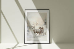 Christmas Wall Art | Reindeer Sleigh Ride  - Winter Wonderland Holiday Decor Print _ Avr pixel - Avr Pixel