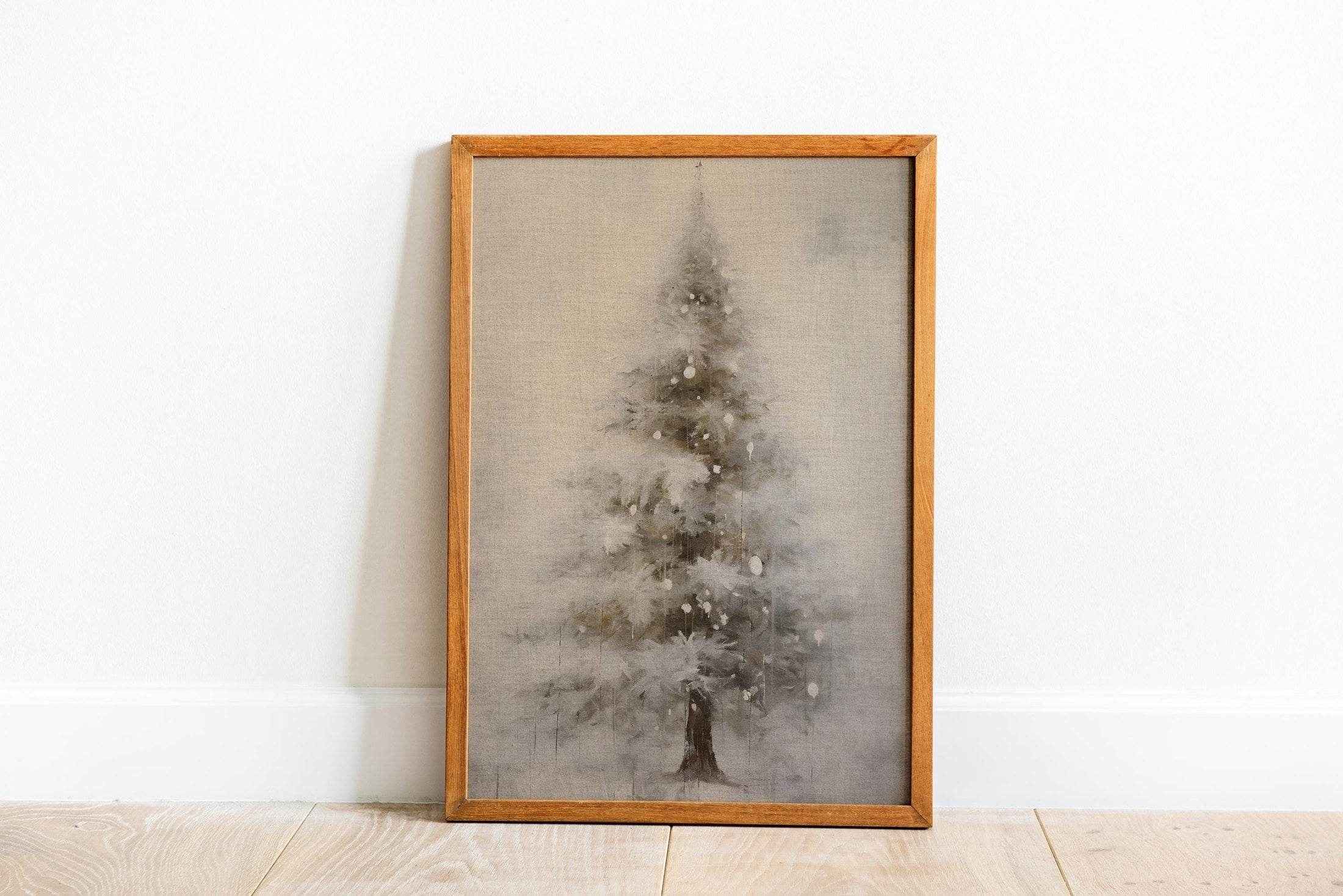 Christmas Wall Art | Minimalist Snow-Kissed  Tree  - Winter Holiday Print _ Avr pixel - Avr Pixel
