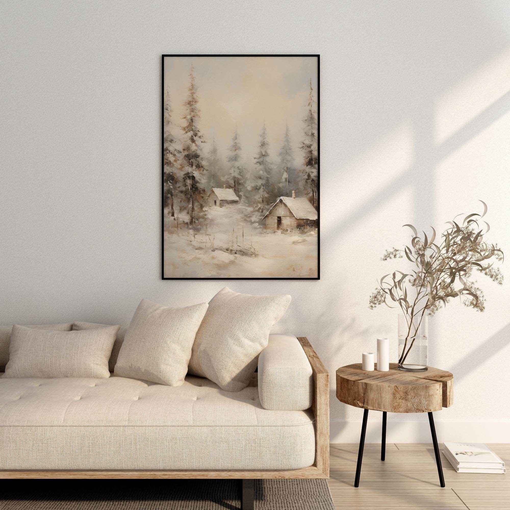 Christmas Wall Art - Minimalist Snow-Kissed Tree for Winter Wonderland Holiday Decor | Avr Pixel - Avr Pixel