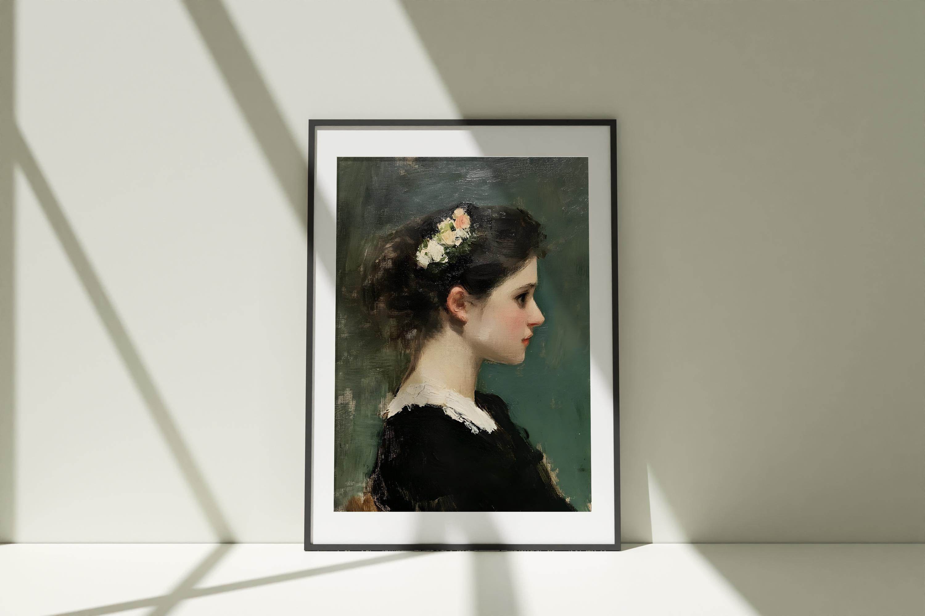 Modern Organic Victorian Lady Wall Art - Elegant Vintage Floral Portrait Decor by Avr Pixel - Avr Pixel