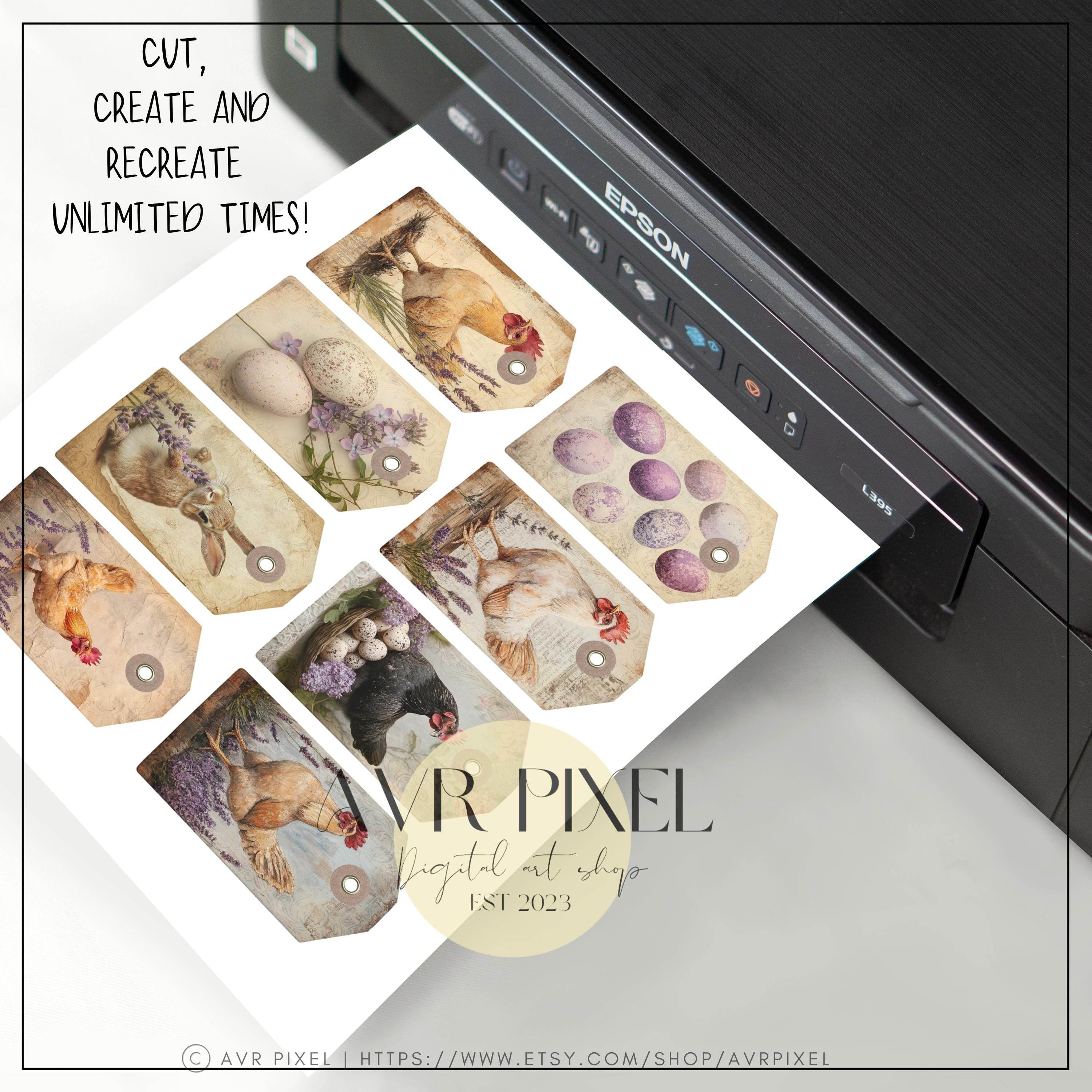 12 Vintage Easter Tags Printable DIY Kit Instant Download for Holiday Decor and Gift Giving - Avr Pixel - Avr Pixel