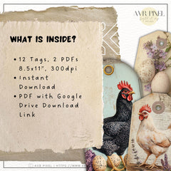 12 Vintage Easter Tags Printable DIY Kit Instant Download for Holiday Decor and Gift Giving - Avr Pixel - Avr Pixel